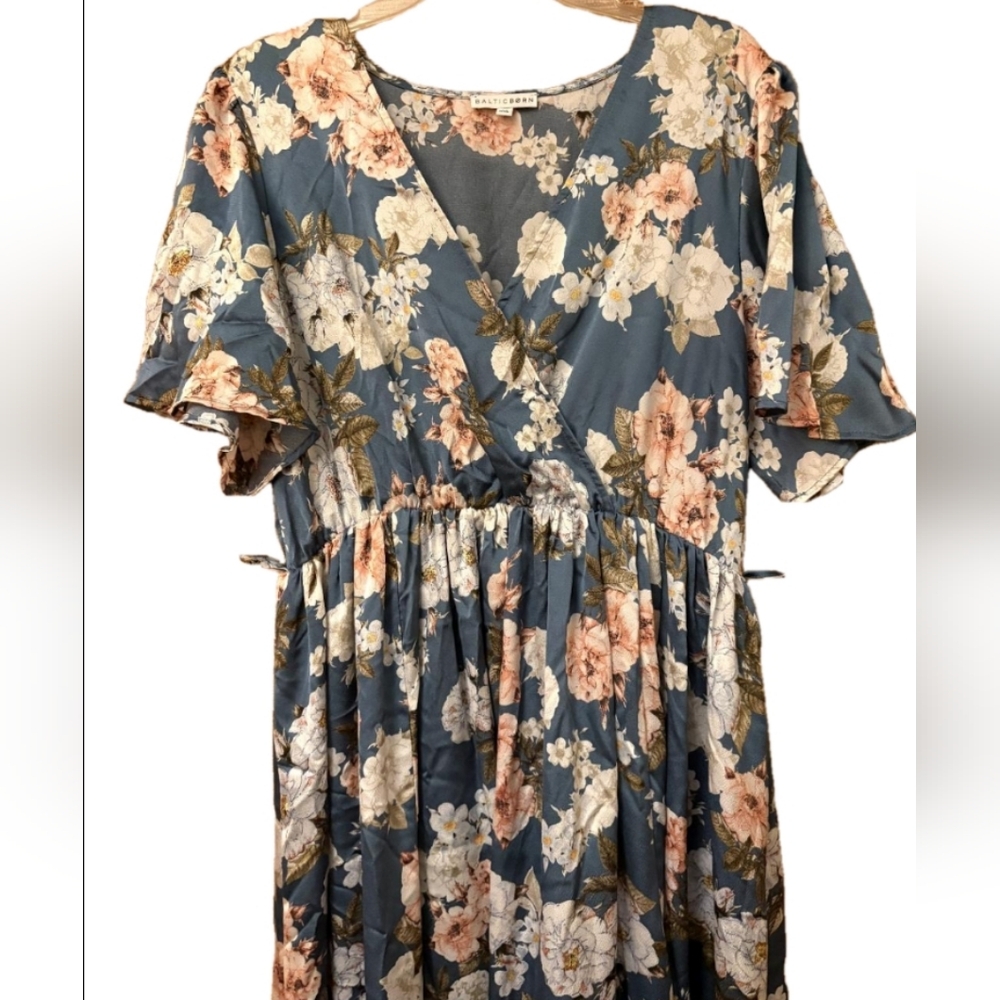 Baltic Born Teal Floral Maxi Dress with Pink & Cream Blossoms - Picture 6 of 10